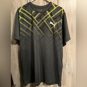 Puma Black Short-Sleeve Athletic Tee with Lime Graphic